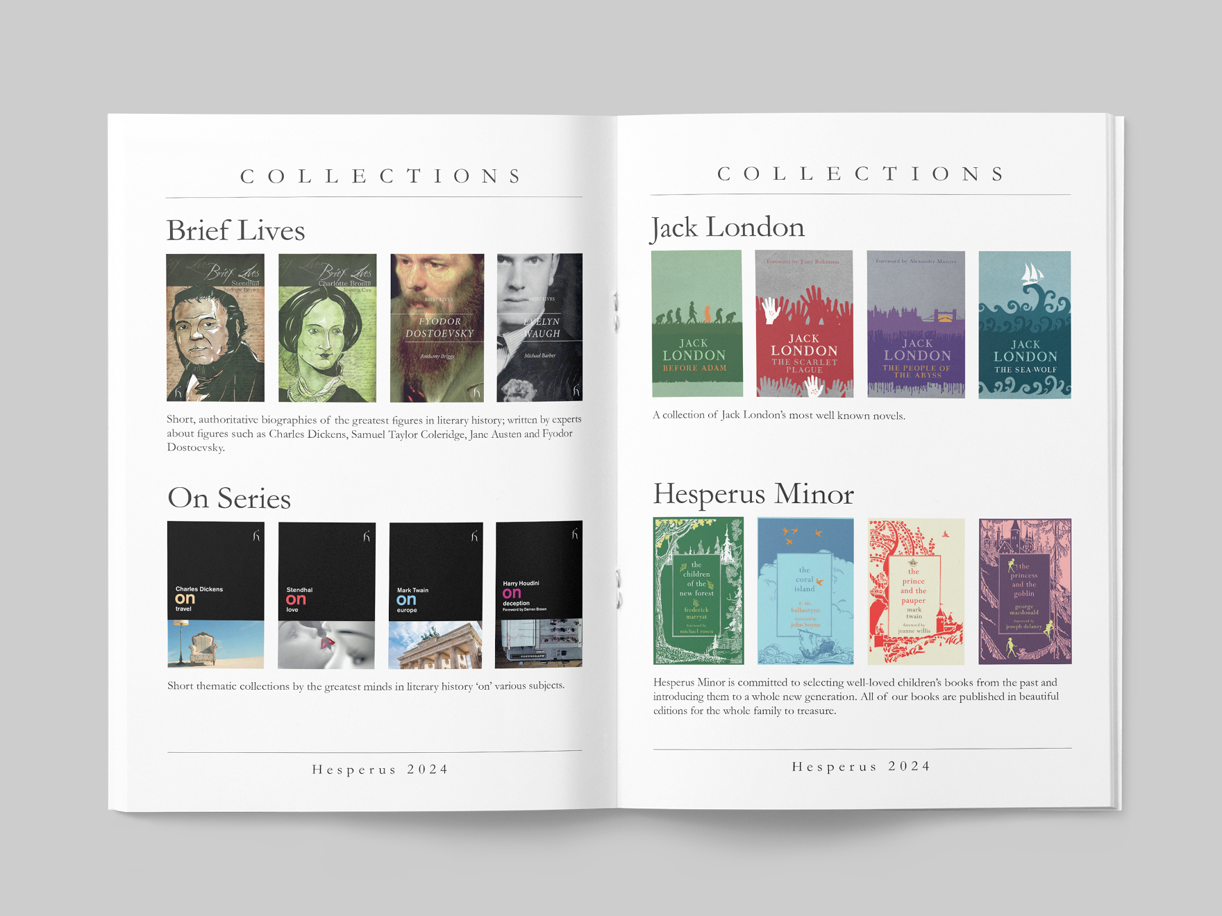 Inside pages from Hesperus Press catalogue